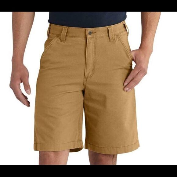 Carhartt Rugged Flex Rigby Work Shorts Relaxed Fit 31 X 10 Hickory Kakhi Cotton - Picture 2 of 13